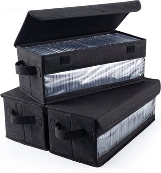 OEM Juego De 3 Cajas De Almacenamiento Para Dvd, Soporte Para Libros, Estante Para Libros, Ventana Transparente - La Caja De Almacenamiento Tiene Capacida