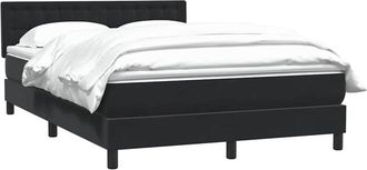 vidaXL Cama Box Spring Con Colch&oacute;n Terciopelo Negro 160x220 Cm Vidaxl