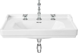 Roca Roca - Lavabo De Porcelana Mural Para Pedestal Con 3 Orificios Carmen Longitud: 800 Mm