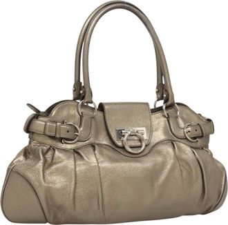 Ferragamo Marisa Satchel Leather Gold Leather Bag (Pre-Owned)