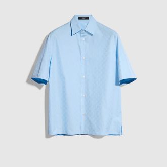 Gucci GG Cotton Poplin Shirt, Size 42, Blue, Ready-to-wear