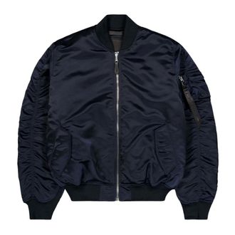 Alpha Industries Jassen, Heren, Blauw, S, Leer, Ma-1 UV Bomberjack