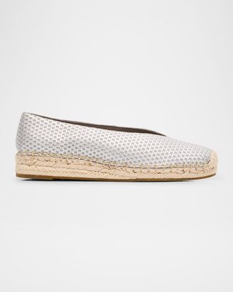 Eileen Fisher Petals Metallic Leather Wedge Espadrilles
