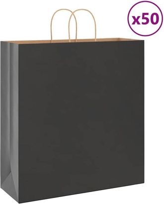vidaXL Bolsas De Papel Con Asas 50 Uds Negra 45x17x48 Cm Vidaxl