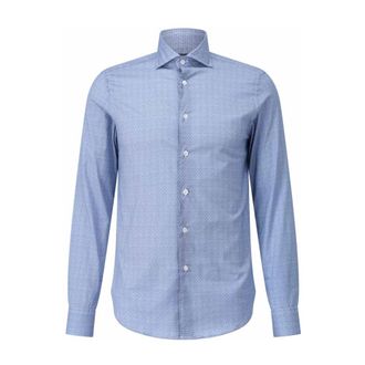 Fedeli Licht Katoenen Overhemd - Heren - Casual Overhemden - Blauw - M - Katoen - Overhemden