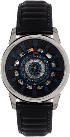 Reign Monterey Skeletonized Leather-Band Watch
