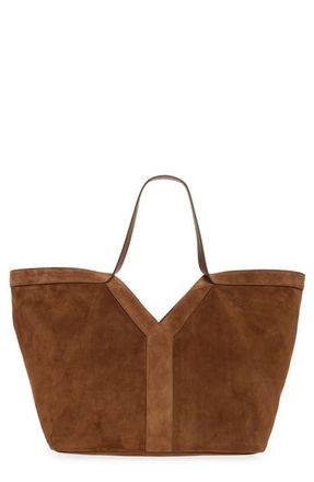 Saint Laurent Y Suede Tote in Dark Caramel Cognac at Nordstrom