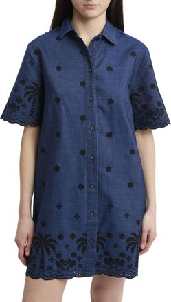MC2 Saint Barth Short-Sleeved Shirt Dress with Embroidered Floral