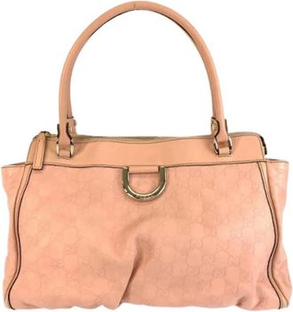 Gucci Pre-owned Handbags, female, Pink, Size: ONE SIZE Pre-owned Leather Abbey Tote Bag