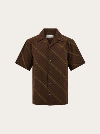 Ferragamo Men Short sleeve bowling shirt Brown