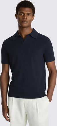 Moss Navy Boucl&eacute; Skipper Polo Shirt