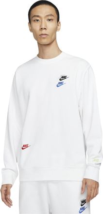 Nike Mens Nike Contrasting Colors Logo Casual Sports Round Neck Embroidered Pullover White DJ6915-100