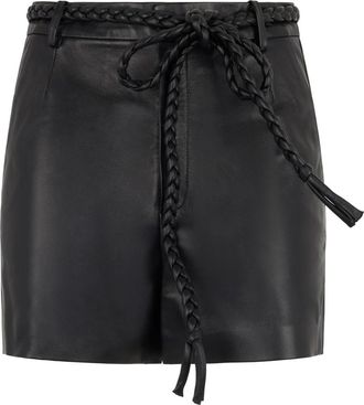Red Valentino Leather Shorts - Dames - Bermuda - Zwart - XS - Leer - Korte Broeken