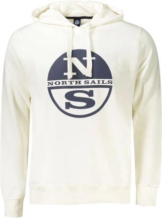 North Sails Hoodies & sweatvesten, Heren, Wit, M, Katoen, Witte Katoenen Trui met Geribbelde Details