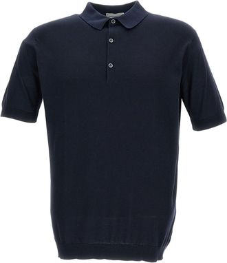 John Smedley Blue Relaxed Fit Cotton Polo Shirt