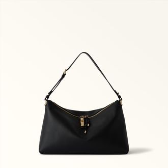 Furla Debby Shoulder Bag L Nero Black Night Calf Leather + Sidney Calf Leather Woman