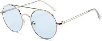 Generic Metal Round Large Frame Mens And Womens Sunglasses Outdoor Commuting Sports Vacation Sun Glasses(Blue)