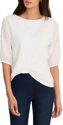 Nic+Zoe Puff Sleeve Cotton T-shirt in Paper White at Nordstrom, Size Xx-Large