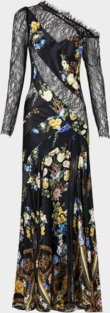 Camilla Ottoman Elegance Lace Splice One-Shoulder Dress