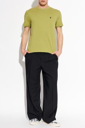 Ami T-shirt With Embroidered Logo, Mens, Green