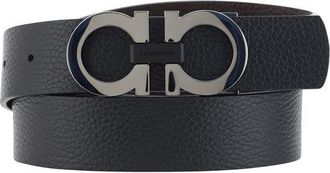 Ferragamo Zwarte Kalfslederen Bos Taurus Regular Riem