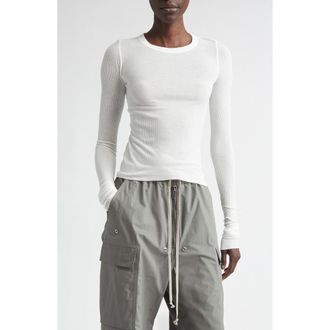 Rick Owens Crop Rib Long Sleeve T-Shirt in Milk at Nordstrom, Size 2 Us