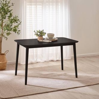 Furniturebox Lynton Rectangular Black Solid Wood 4 Seater Dining Table