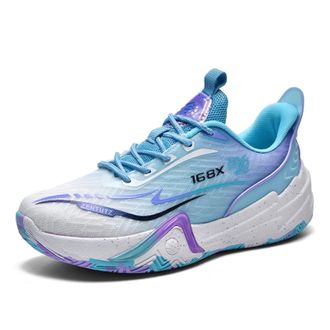 Generic Unisex Basketball Shoes with Breathable Lightweight Non Slip Mesh Fashionable Sports Boots for Teenagers Walking Shoes(Blue,5.5 UK)