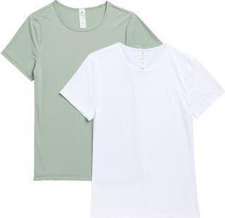 Yogalicious 2-Pack Tara Air Cloud Jersey T-Shirts in Lily Pad/White at Nordstrom Rack, Size X-Large