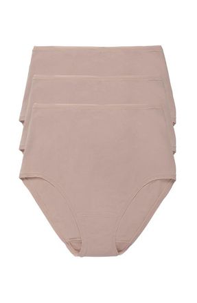 Natori Bliss Bare Cotton High Waist Brief 3-Pack in Cafe at Nordstrom, Size Xx-Large