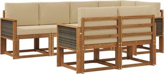 vidaXL Conjunto De Sof&aacute;s De Exterior 7 Uds. Natural Y Beige Poli&eacute;ster Vidaxl