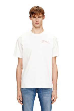 Diesel Regular cotton T-shirt with Diesel embroidery - T-Shirts - Man - White