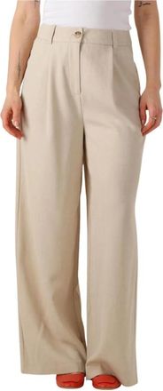 Modstr&ouml;m Broeken, Dames, Beige, XL, Beige Wijde Broek voor Vrouwen