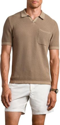 Rhone Coastal Johnny Collar Polo in Teak Brown at Nordstrom, Size Xx-Large