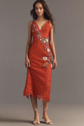 Helsi Martine Sleeveless 3D Floral Sequin Lace Midi Dress