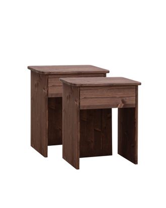 Deco Wood Pack 2 mesitas de noche de madera maciza nogal 50x42cm