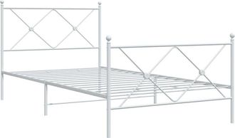 vidaXL Estructura cama sin colchón con estribo metal blanco 100x190 cm Vidaxl