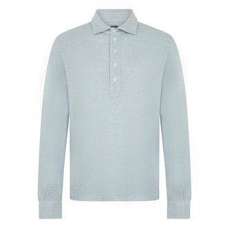 Fedeli Long Sleeve Polo - male - Fedeli - Polo Shirts - Gray - M - Tops