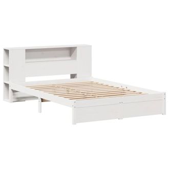Berkfield Home Decorative Bookcase Bed Frame White 150x200cm King Size Solid Woo