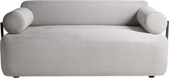 Beliani 2 Seater Sofa Light Grey Fabric Soft Black Elements Modern Style Living Room ELVA