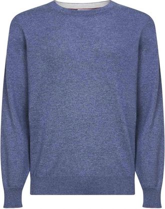 Brunello Cucinelli Cashmere Crewneck Sweater - Heren - Cashmere truien - Blauw - 2XL - Denim - Truien & Vesten