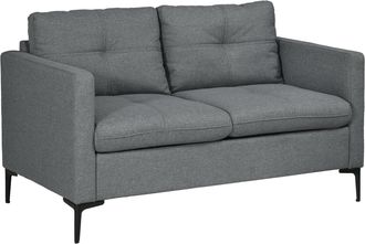 HOMCOM 133cm 2 Seater Sofa for Living Room Loveseat Sofa with Steel Legs