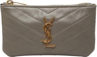 Saint Laurent Gray Leather Long Wallet (Bi-Fold) (Pre-Owned)