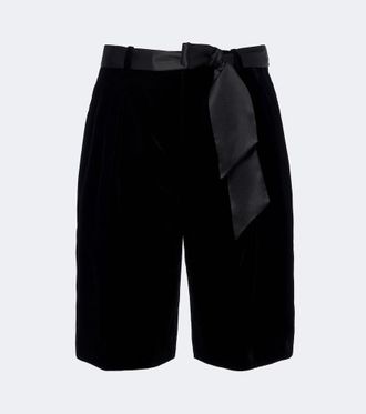 Saint Laurent Belted velvet Bermuda shorts