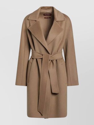 Max Mara tenore belted long jacket notch lapel