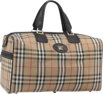 Burberry Pre-owned Boston Bag - Dames - Vintage Weekendtas - Beige - ONE Size - Leer - Vintage