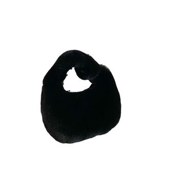 Generic Womens Plush Bags Fur Handbags Womens Small Half Moon Bag Warm Plush Wrist Bags Furry Short Handle Clutch Cute Ladies Coin Purses(Black)