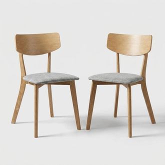 Oresteluchetta Juego De 2 Sillas De Madera Maciza Tapizadas Para Cocina Y Comedor Tokyo - Roble