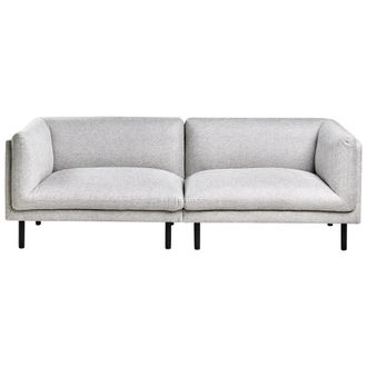 Beliani Sof&aacute; 3 Plazas Tapizado Tela Patas De Hierro Muebles Sala De Estar Gris Claro Vorgod