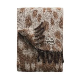 Ruslan Baginskiy Sjaal met franjes en logo - Dames - Accessoires - Bruin - Maat: ONE Size Wol